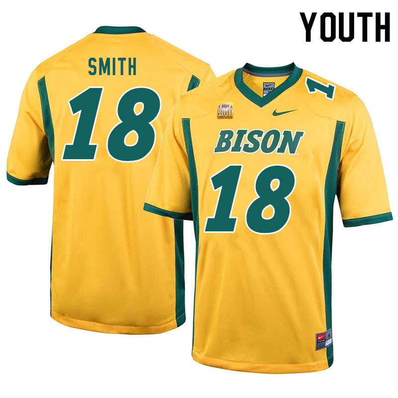 Youth #18 Cam Smith North Dakota State Bison College Football Jerseys Sale-Yellow - Click Image to Close